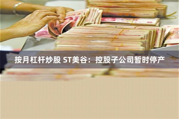 按月杠杆炒股 ST美谷：控股子公司暂时停产