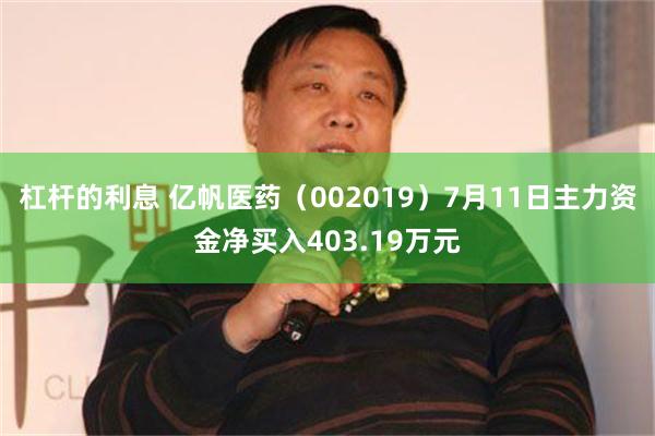 杠杆的利息 亿帆医药（002019）7月11日主力资金净买入403.19万元