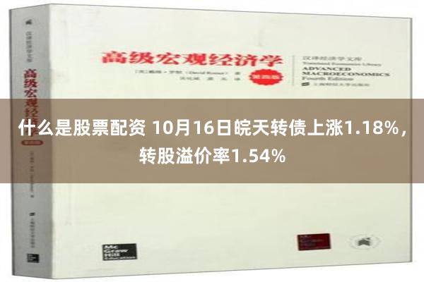 什么是股票配资 10月16日皖天转债上涨1.18%，转股溢价率1.54%